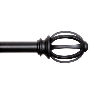 Kenney Fast Fit Lilly 66 In. To 120 In. 5/8 In. Black Curtain Rod