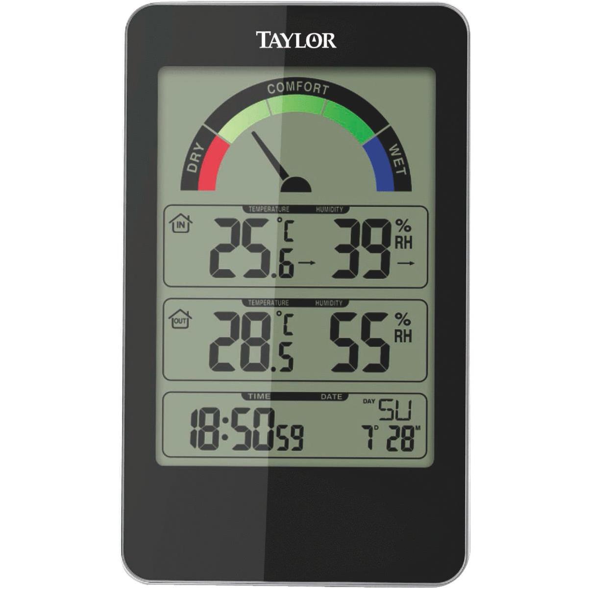 Taylor Hygrometer/Temperature/Time Digital Thermometer Plastic Black