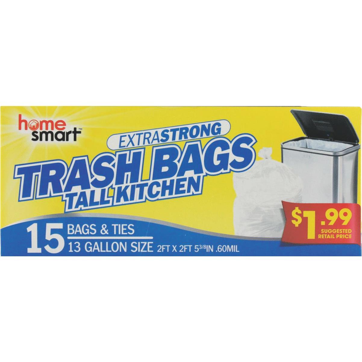 Home Smart 13 Gal. Tall Kitchen White Trash Bag (12-Count)