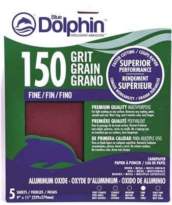 Hardware Express 1030962 Blue Dolphin Aluminum Oxide Sandpaper 150 Grit