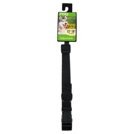 Dog Adjustable Collar 5/8" x 12" - 18" Nylon Black