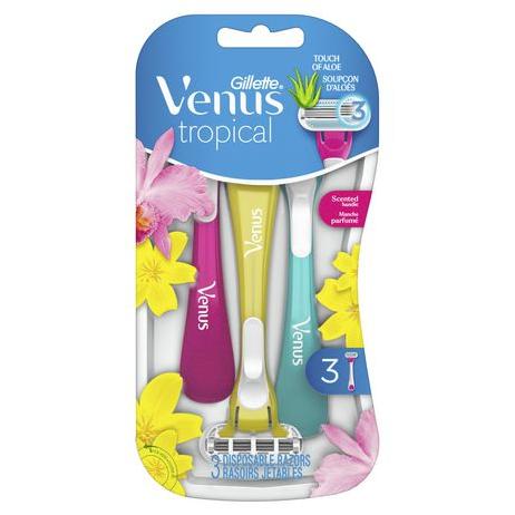 Gillette Venus Disposable Razors Tropical, 3ct (Pack of 3)