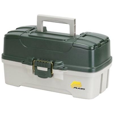 Plano 3 Tray Dual Top Access Tackle Box, Green/White