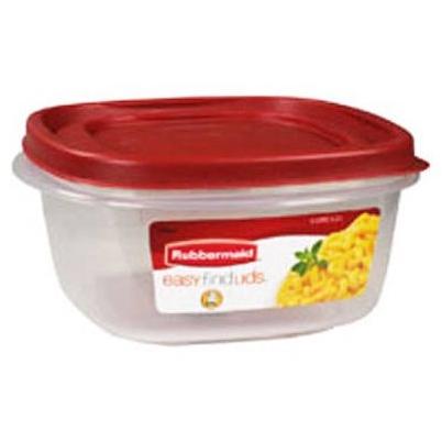 Rubbermaid Food Storage Container with Easy Find Lid, Red/Clear, 14 Cup