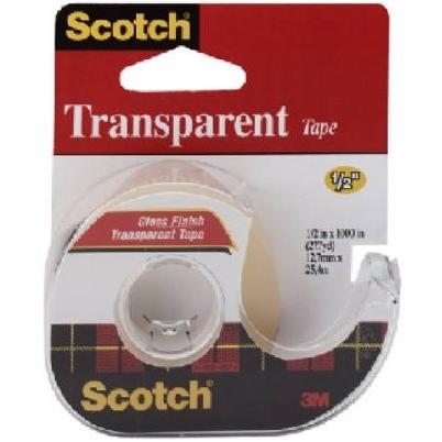 Scotch Transparent Tape, 1/2 In. x 450 In.