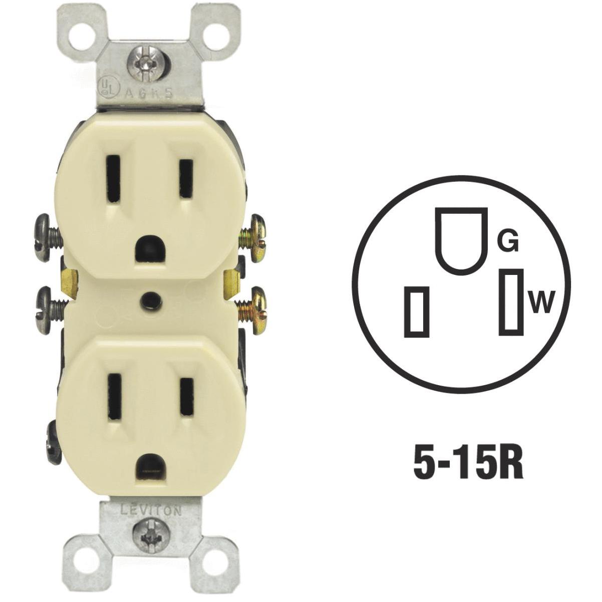 Leviton Single Gang Duplex Horizontal Commercial Grade