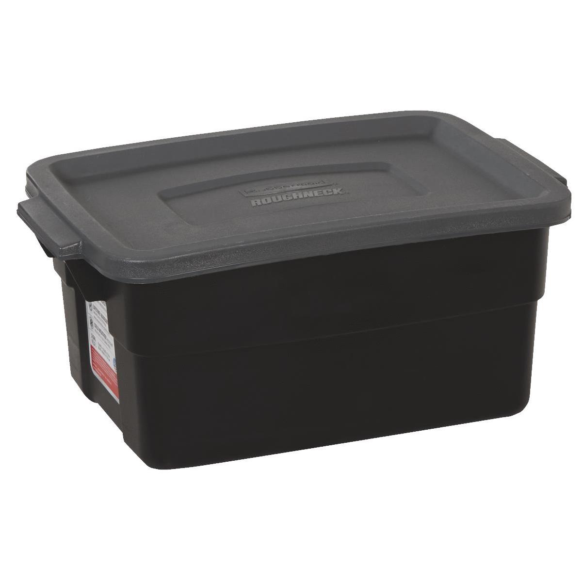 Rubbermaid Roughneck Tote 10 Gal Storage Container, Black/Gray (6 Pack)