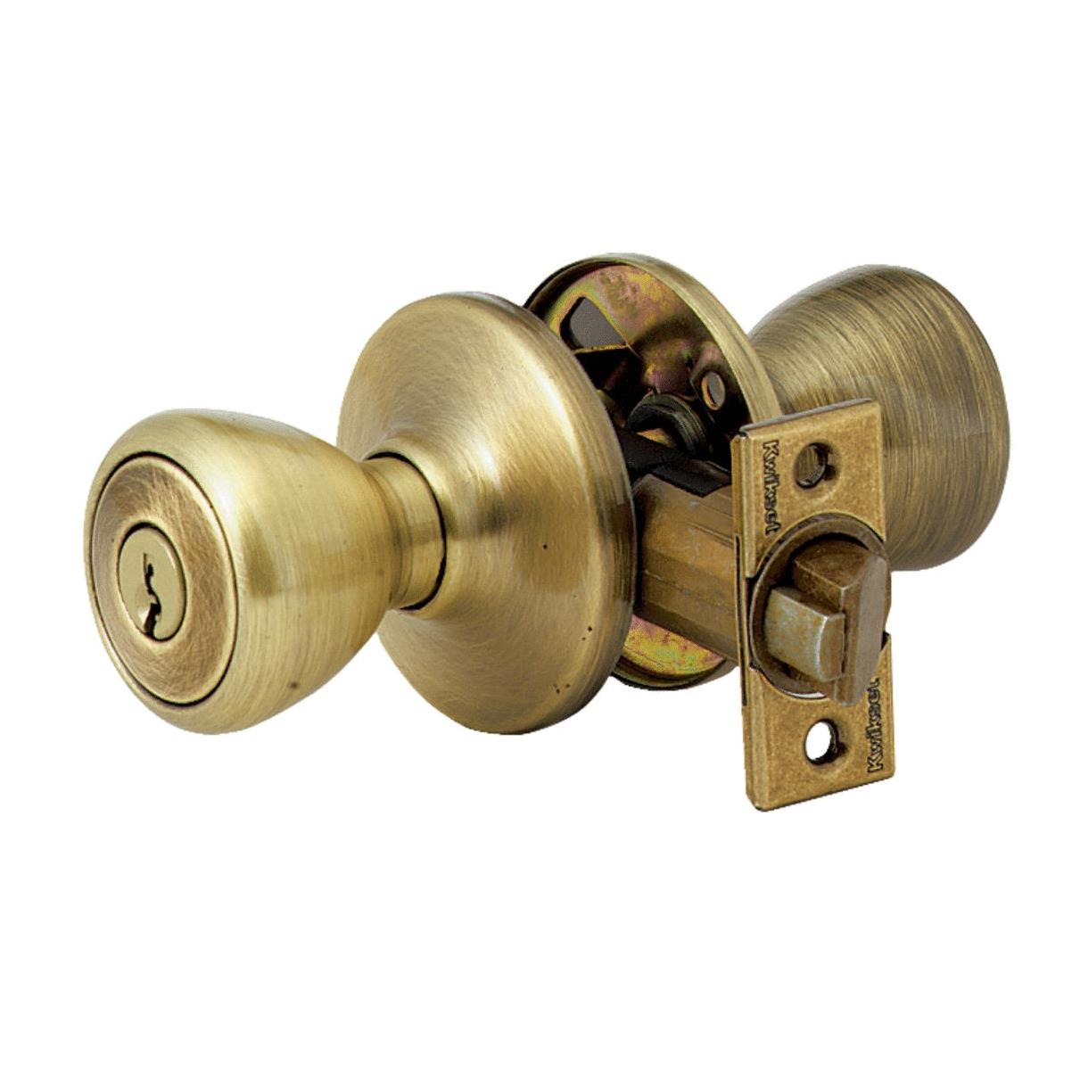 Kwikset Tylo Antique Brass Entry Door Knob