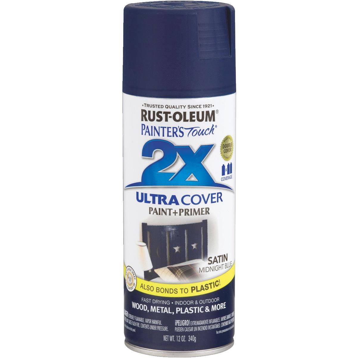 Rust-Oleum Painter's Touch 2X Ultra Cover 12 Oz. Satin Paint + Primer Spray  Paint, Midnight Blue