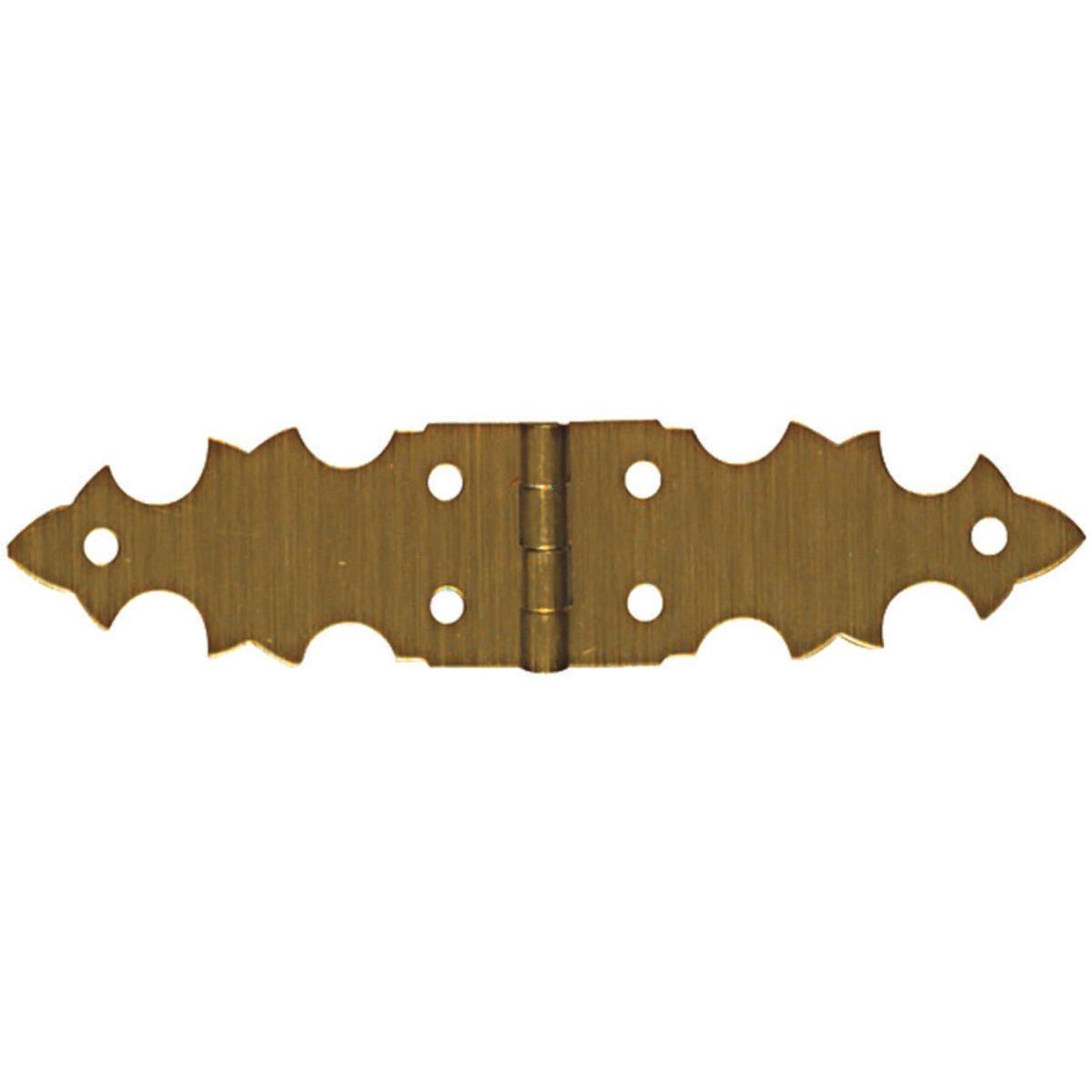 National 5/8 In. x 1 In. Brass Decorative Hinge (2-Pack)