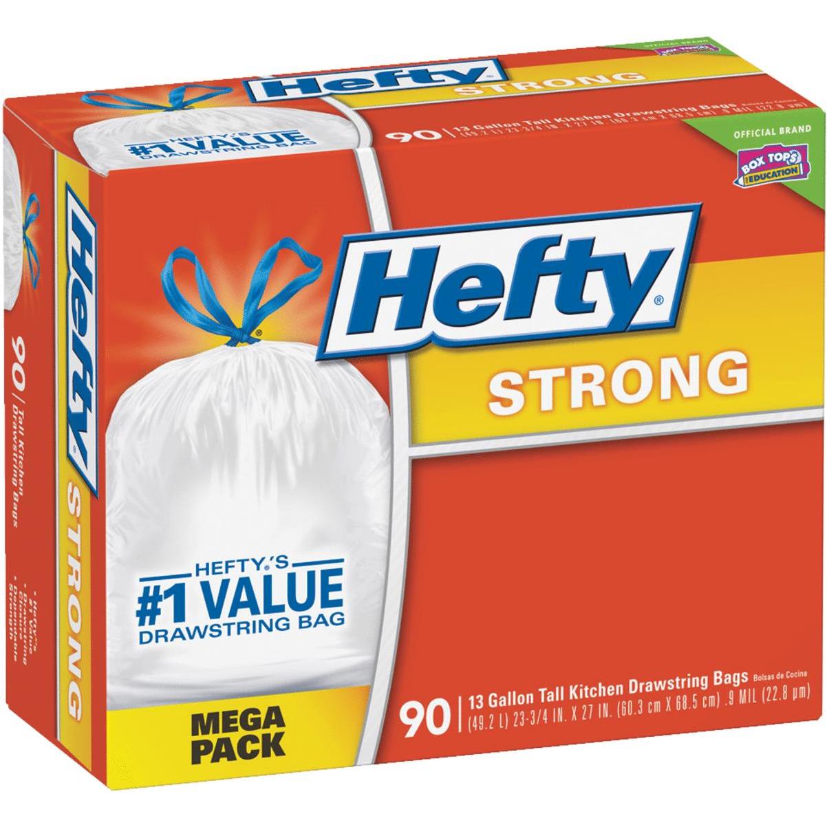 Hefty Bags, Drawstring, Heavy Duty, 13 Gallon, Extra Large - 40 bags