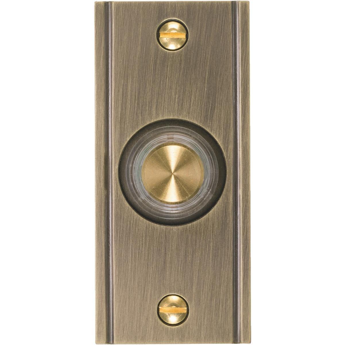 IQ America Wired Antique Brass Lighted Doorbell PushButton Sheraton Mall