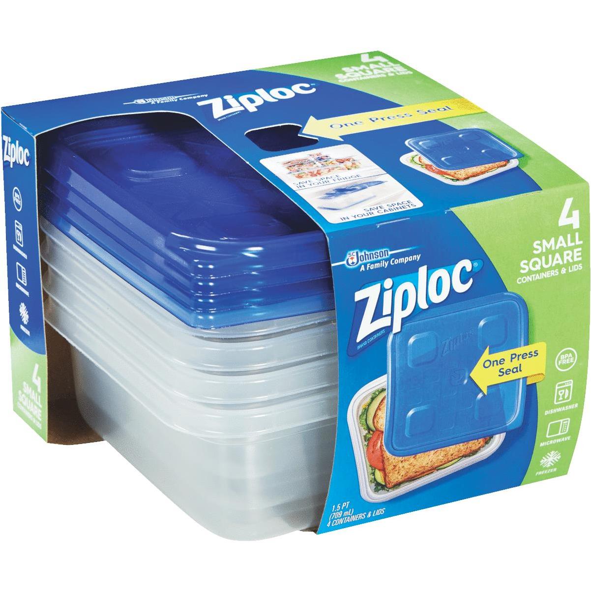 Ziploc 1.5 Pt. Clear Square Food Storage Container with Lids (4