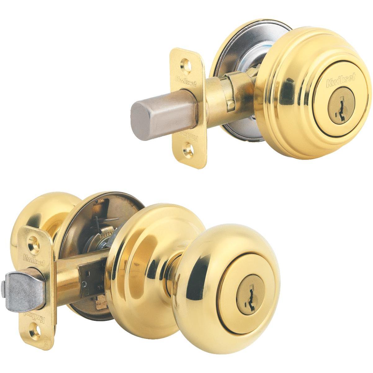 Kwikset Signature Series Polished Brass Deadbolt and Door Knob Combo  Hills Flat Lumber