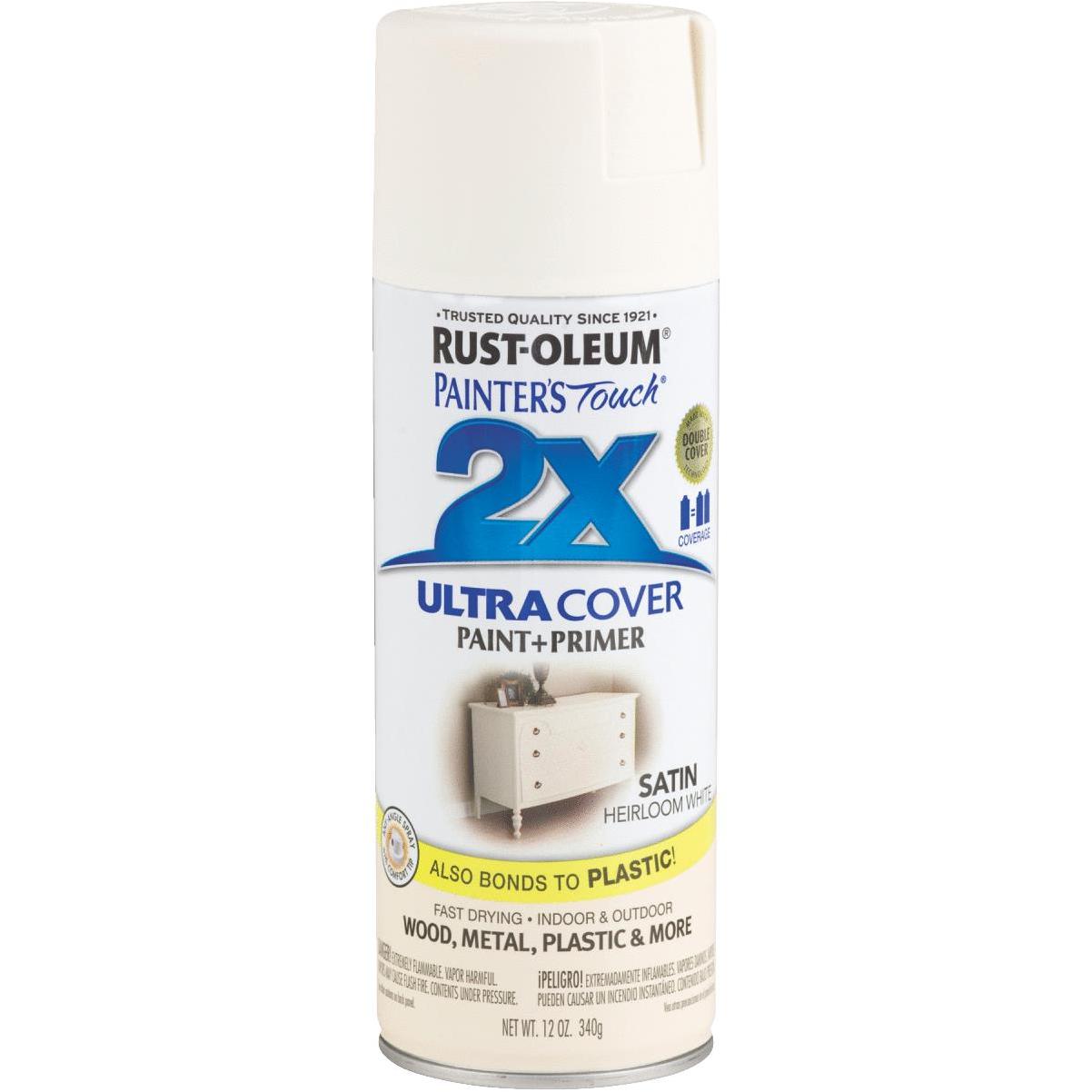 Rust-Oleum Painter's Touch 2X Ultra Cover 12 Oz. Satin Paint + Primer Spray  Paint, Heirloom White