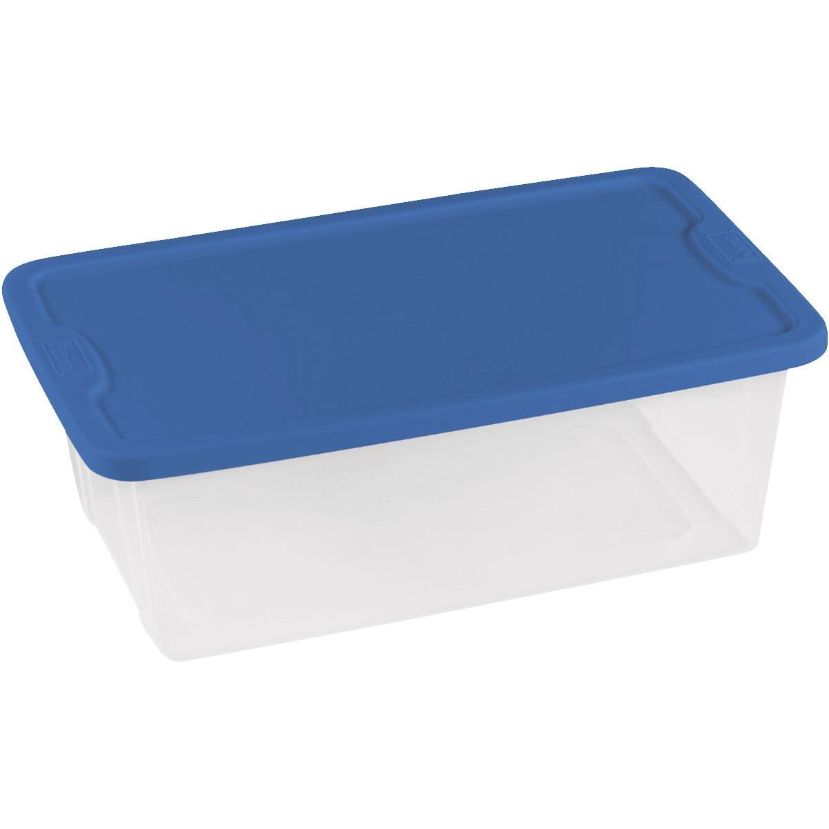 Homz Plastic Storage, Modular Stackable Storage Bins with Blue