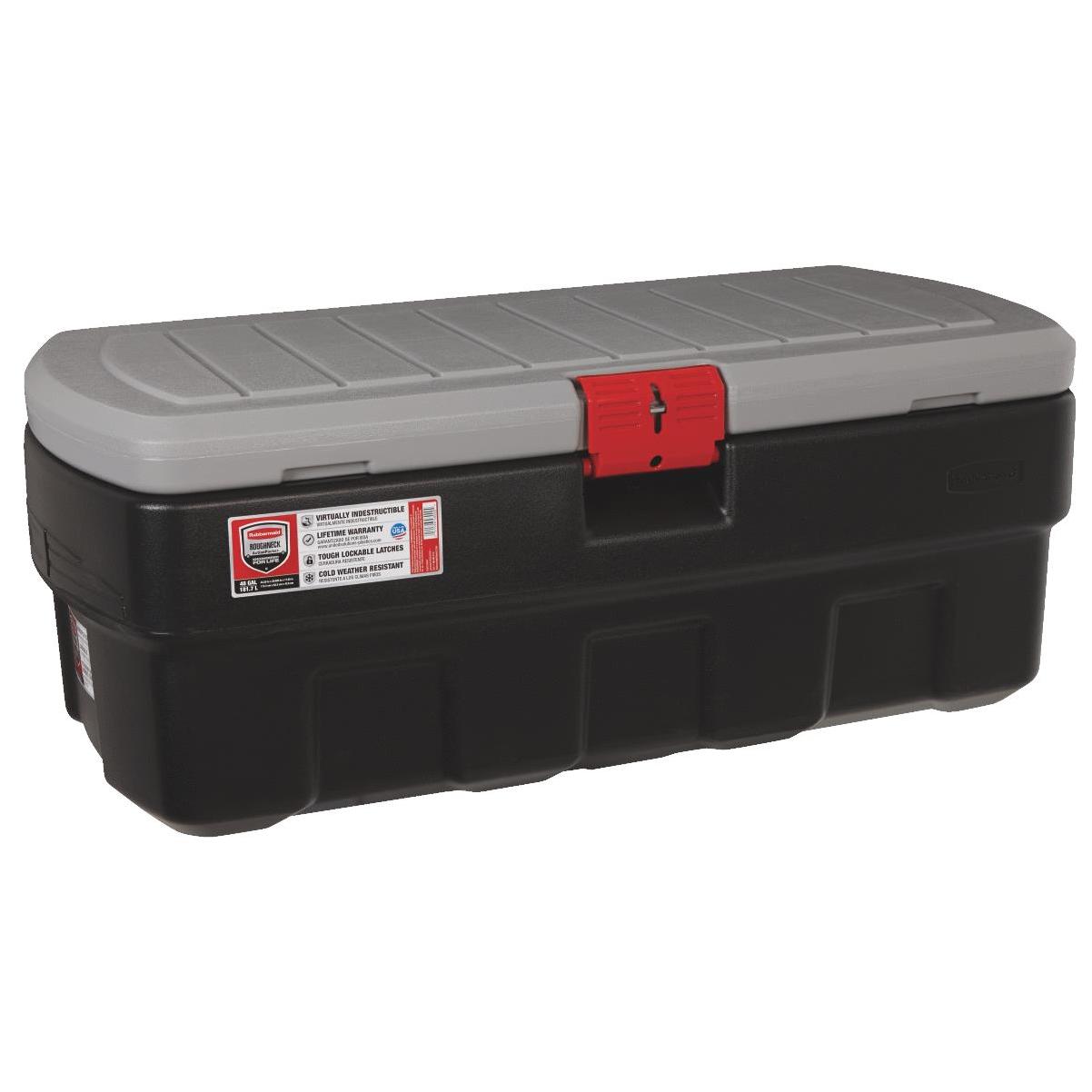 Rubbermaid 24 Gal Action Packer Lockable Latch Storage Container, Black (2  Pack) 