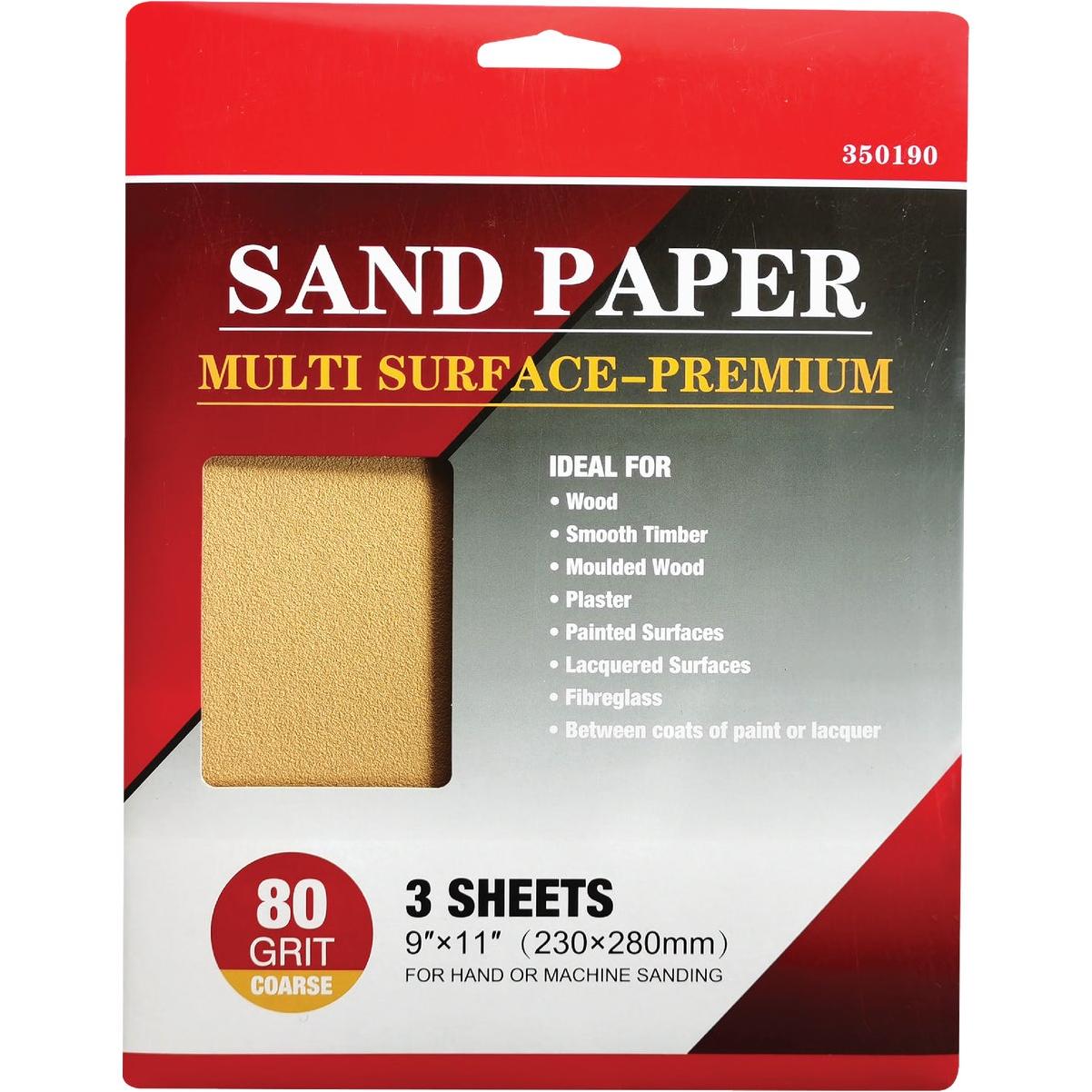 3M Pro-Pak 9 In. x 11 In. All Purpose Medium Sandpaper, 80 Grit