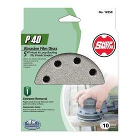 Gator Blade 5 In. 40-Grit 8-Hole Pattern Vented Sanding Disc with Hook & Loop Backing (10-Pack)