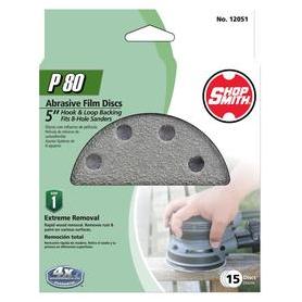 Gator Blade 5 In. 80-Grit 8-Hole Pattern Vented Sanding Disc with Hook & Loop Backing (15-Pack)