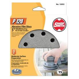 Gator 5 In. 120-Grit 8-Hole Pattern Vented Sanding Disc with Hook & Loop Backing (15-Pack)