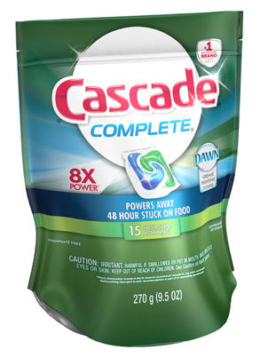 Cascade Complete ActionPacs Dishwasher Detergent, Fresh Scent - 18 ct