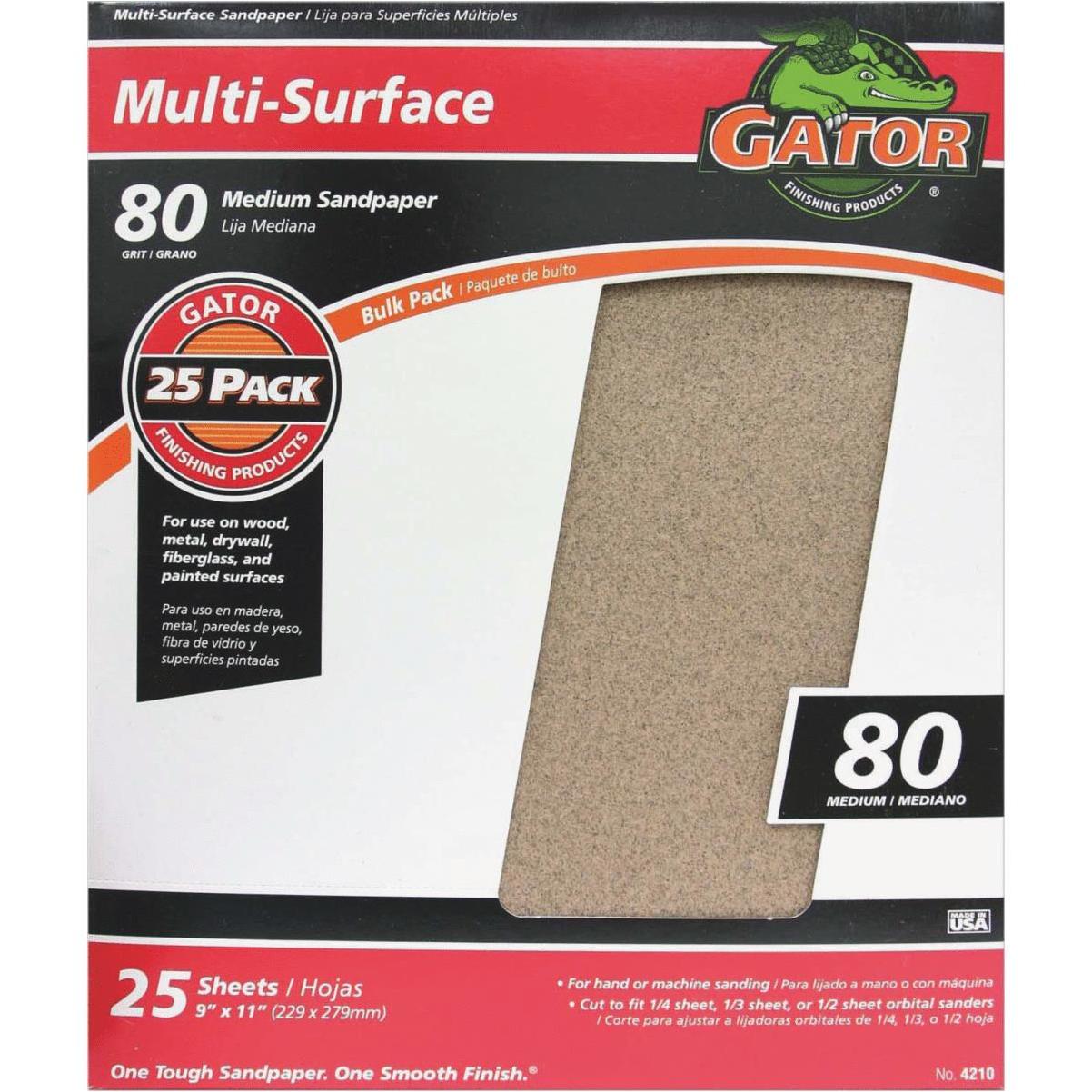 Gator Multi-Surface 9 In. x 11 In. 80 Grit Medium Sandpaper (25