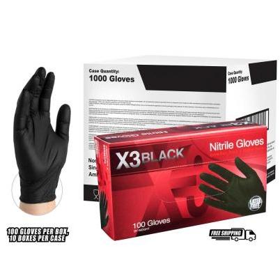 GlovePlus Black Nitrile Industrial Gloves by AMMEX, Size L - 100 count