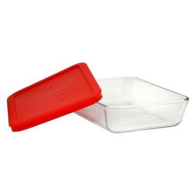 Pyrex Simply Store Glass Rectangular Food Container with Red Lid (3-cup)  3-Cup