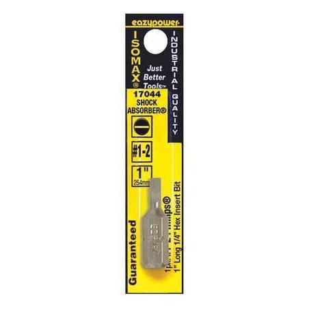 Slotted Insert Bit,1-2,1/4 Hex