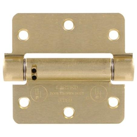 The Hillman Group 852548 3-1/2' Adjustable Spring Hinge - 1/4 Round Corner - Satin Brass Finish 1-Pack