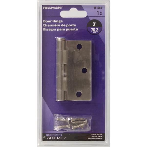 Part 851264 3  Satin Nickel Sq Hinge, by Hillman, Single Item, Great Value, New