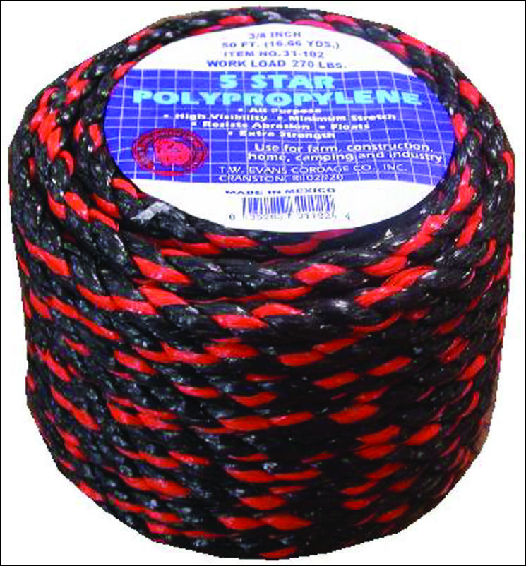 T.W. Evans Cordage 31-133 Truck Rope, 1/2 in Dia, 100 ft L, 270 lb Working  Load, Polypropylene