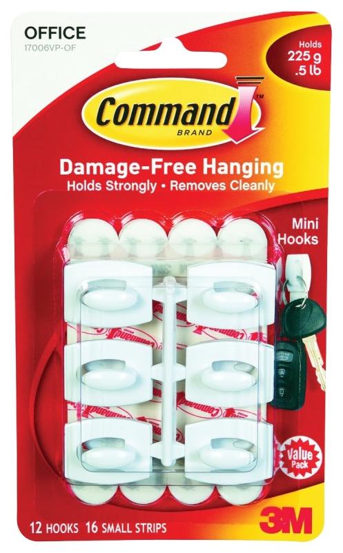 Command 17067CLR Wire Hook, 0.5 lb, 3-Hook, Metal/Plastic