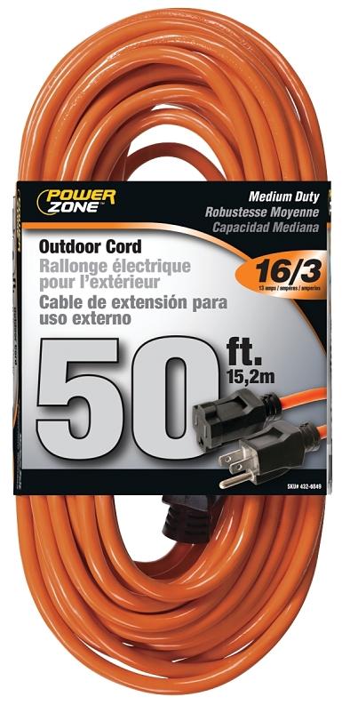 PowerZone Power Zone Or501630 Outdoor Extension Cord, 50', Orange