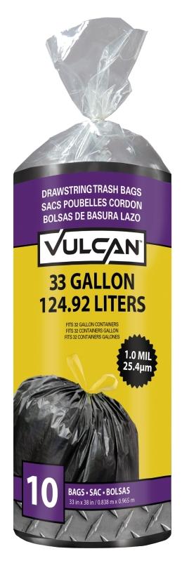 Vulcan Fg-o3812-03 Trash Bag, 33 gal, Black