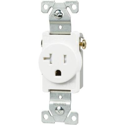 20 Amp Commercial Grade Double-Pole Single Outlet, White