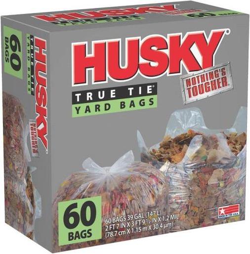 Husky Hk39ds070c 39 Gallon Clear Drawstring Yard Bag