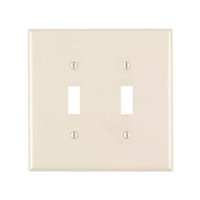 Leviton 2-Gang Thermoplastic Nylon Mid-Way Toggle Switch Wall Plate, Light Almond