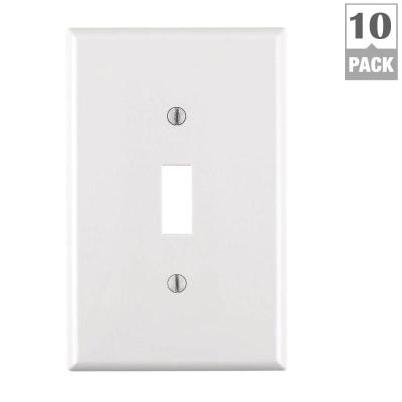 Leviton 1-Gang Thermoplastic Nylon Mid-Way Toggle Switch Wall Plate, White (10-Pack)