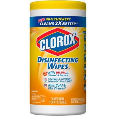 Clorox Crisp Lemon Disinfecting Cleaning Wipes Tub (75-Count)