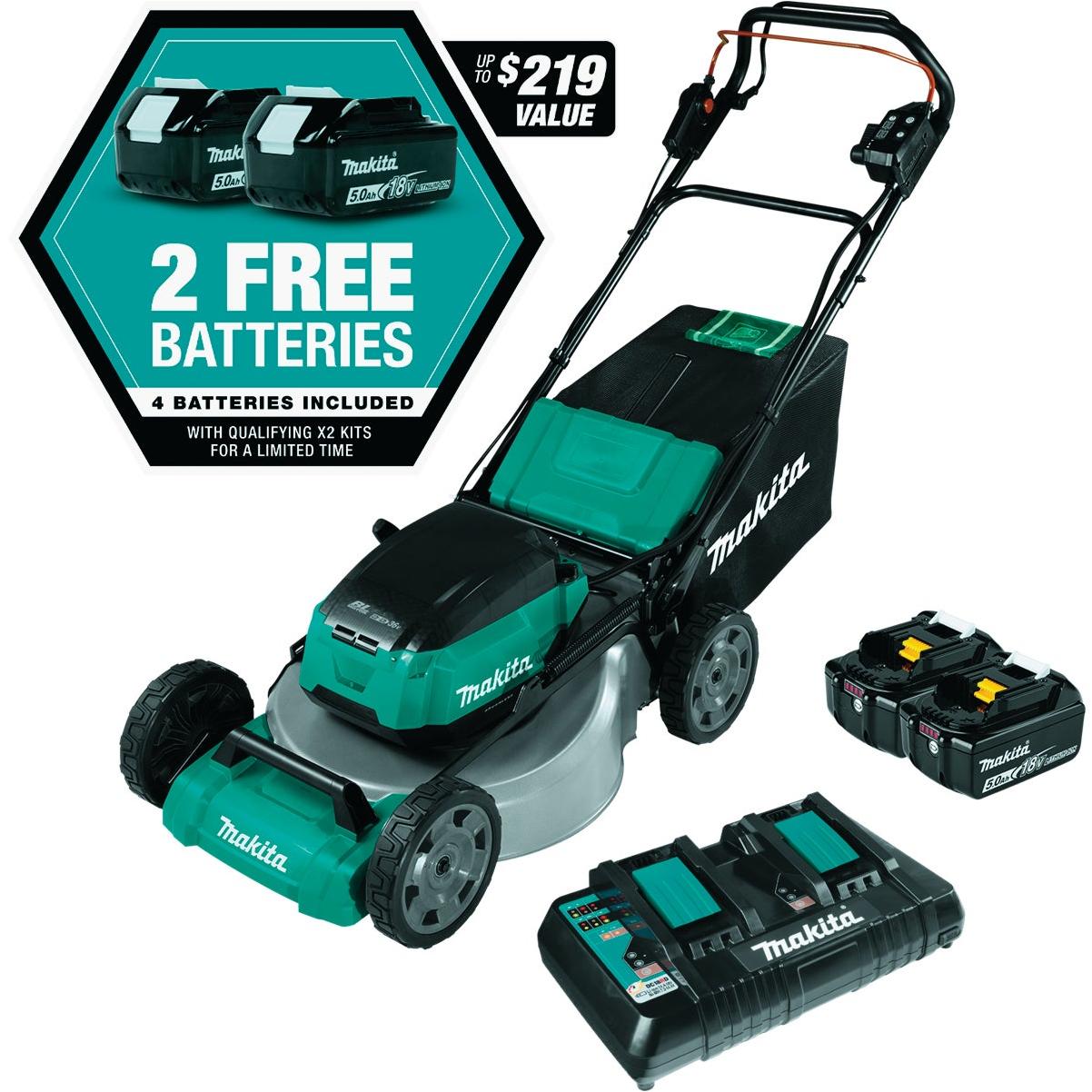 Makita 36V (18V X2) LXT Brushless 21 In. Self-Propelled Commercial Lawn  Mower Kit with 4 Batteries (5.0Ah)