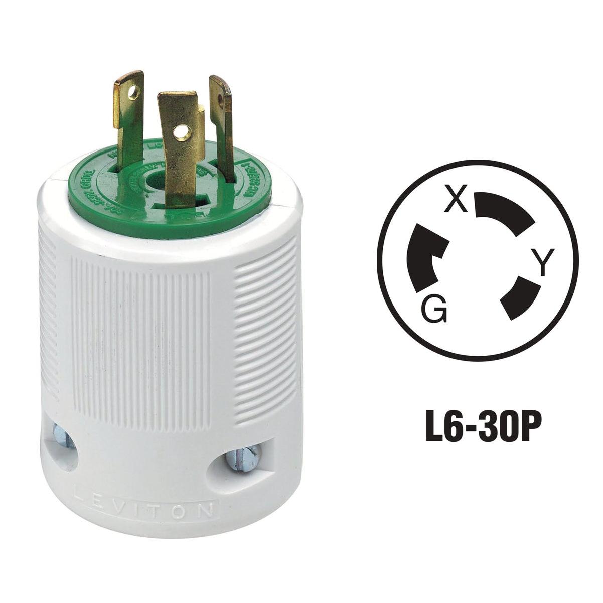Leviton 30A 250V 3-Wire 2-Pole Commercial Grade Locking Cord Plug