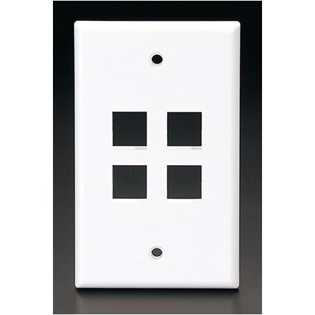 Leviton Quickport 4-Port White Flush Mount Wall Plate