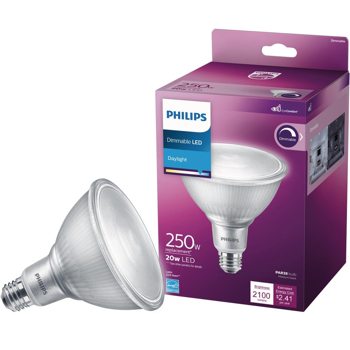 Philips Output 250W Equivalent Daylight PAR38 Medium Dimmable LED Floodlight Light Bulb | Elitsac, Inc.