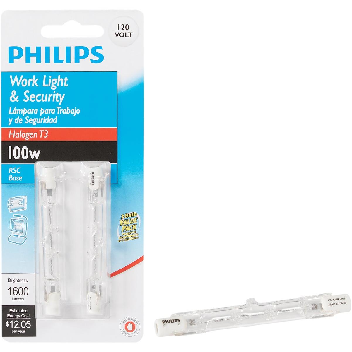 astronomie Dag Vervolgen Philips 100W 120V Clear R7S Base T3 Halogen Work & Security Lighting Light  Bulb (2-Pack) | Country Farm & Garden