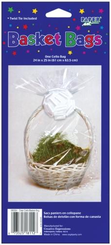 Clear Cello Basket Bag 24in x 25in