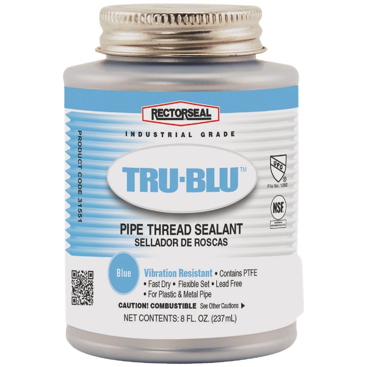 RectorSeal Tru-Blu 31551 Vibration Resistant Pipe Thread Sealant, 8 oz  Brush Top Can, Blue