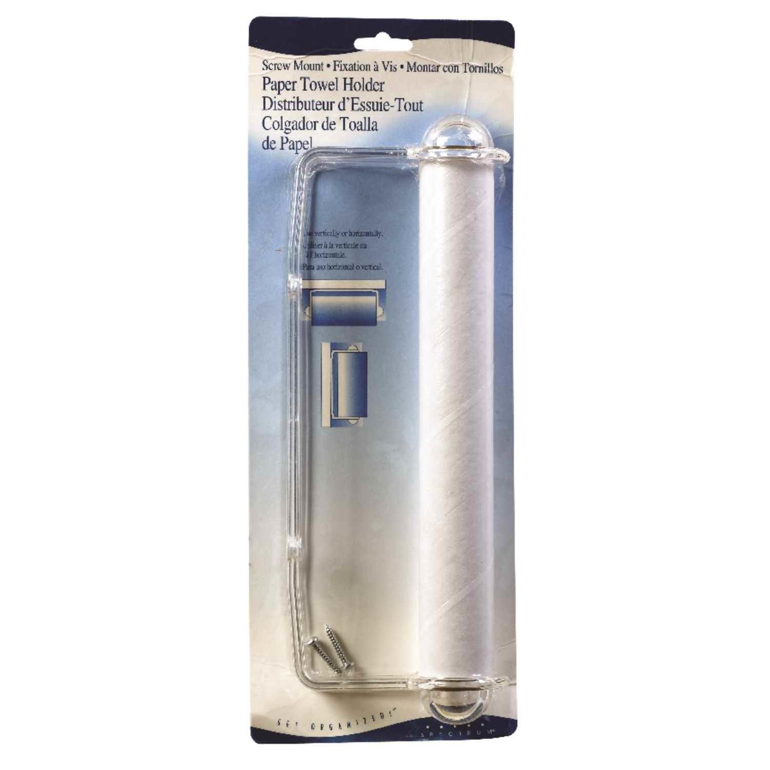 Spectrum Clear Plastic Wall or Cabinet Mount Paper Towel Holder