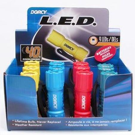 Dorcy 41-6240 Weather-Resistant Push Button 9-LED Mini Pocket Flashlight, Assorted Colors